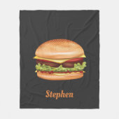 Hamburger fastfood illustratie met aangepaste naam fleece deken (Voorkant)