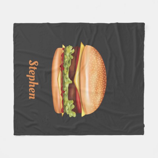 Hamburger fastfood illustratie met aangepaste naam fleece deken (Voorkant (Horizontaal))