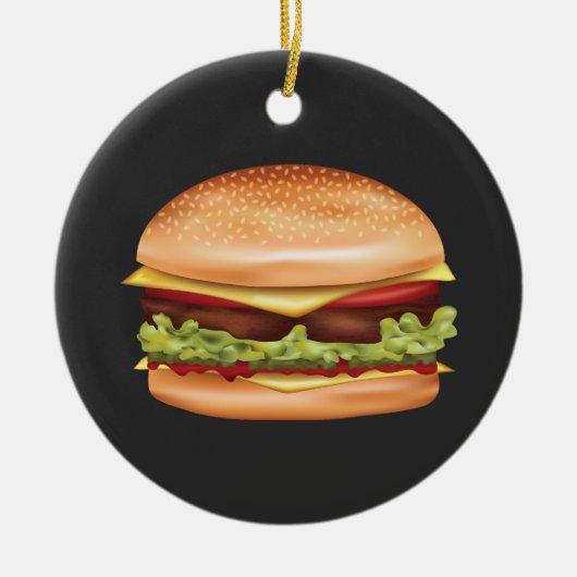Hamburger fastfood illustratie met aangepaste teks keramisch ornament (Voorkant)