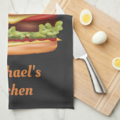 Hamburger fastfood illustratie met aangepaste teks theedoek (Quarter Fold)
