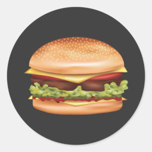 Hamburger fastfood illustratie ronde sticker