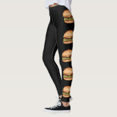 Hamburger fastfood illustraties op zwart leggings (Links)
