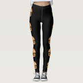 Hamburger fastfood illustraties op zwart leggings (Voorkant)