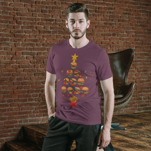 Hamburger Fastfood Lover Kerstboom Tri-Blend Shirt