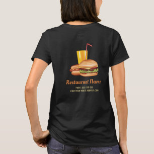 Hamburger Fastfoodrestaurant met eigen logo T-shirt