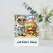Hamburger for Beach Party for Cat Lovers Briefkaart (Staand voorkant)