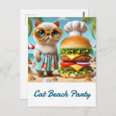 Hamburger for Beach Party for Cat Lovers Briefkaart (Voorkant / Achterkant)