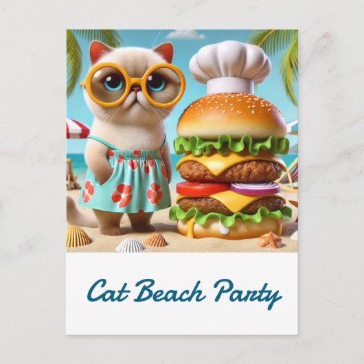 Hamburger for Beach Party for Cat Lovers Briefkaart (Voorkant)