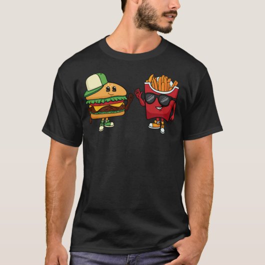 Hamburger & Fransen Chef pastries gebakken kok T-shirt (Voorkant)