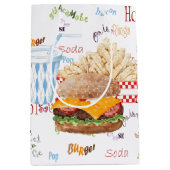 Hamburger Fries Fast Food BBQ Diner Medium Cadeauzakje (Voorkant)