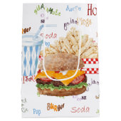 Hamburger Fries Fast Food BBQ Diner Medium Cadeauzakje (Achterkant)