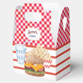 Hamburger Fries Fast Food BBQ Gingham Diner Bedankdoosjes (Geopend)