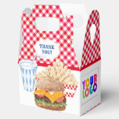 Hamburger Fries Fast Food BBQ Gingham Diner Bedankdoosjes (Geopend)