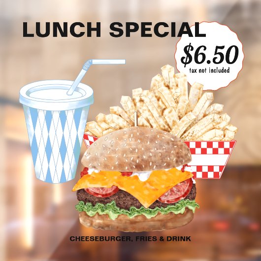 Hamburger Fries Fast Food Raamsticker (Vel 2)