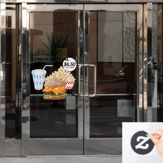 Hamburger Fries Fast Food Raamsticker (Kantoordeur)