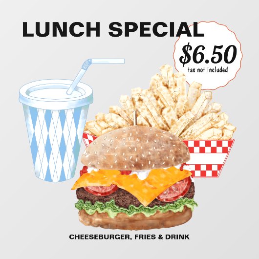 Hamburger Fries Fast Food Raamsticker (Vel)