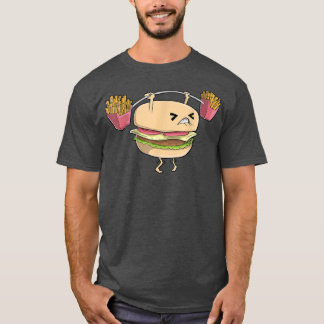 Hamburger Fries Weightlift Gym Fitness Kawaii T-shirt