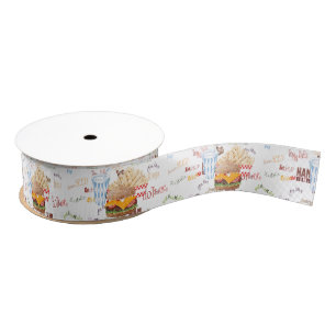 Hamburger Frites Fast Food BBQ Diner Grosgrain Lint