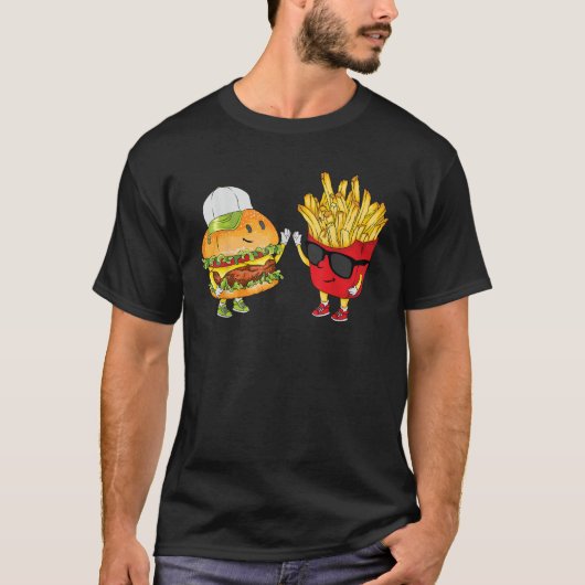 Hamburger Frites High Five Cool Fun Combo Snacks T-shirt (Voorkant)