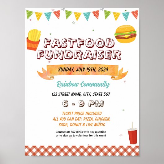 Hamburger funderaiser event sjabloon poster (Voorkant)