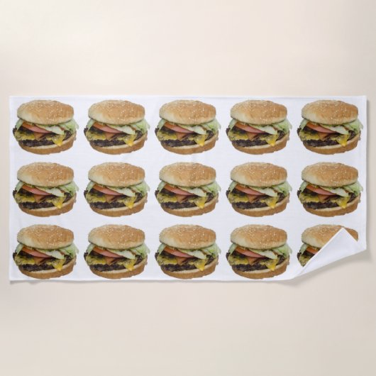 HAMBURGER FUNNY FOODIE Beach Towel Strandlaken (Voorkant)