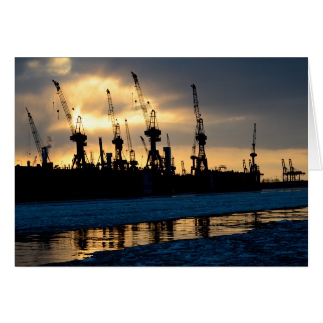 Hamburger Hafen Sonnenuntergang - Hamburg (Voorkant Horizontaal)