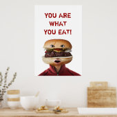 Hamburger Head-Man over wit Poster (Keuken)