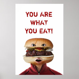 Hamburger Head-Man over wit Poster