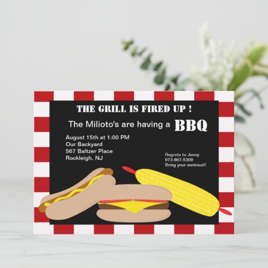 Hamburger & Hotdog Barbecue Uitnodiging (Staand voorkant)