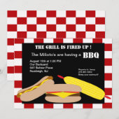 Hamburger & Hotdog Barbecue Uitnodiging (Voorkant / Achterkant)