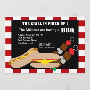 Hamburger & Hotdog met Kabobs Barbecue Invitation Kaart