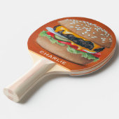 Hamburger Illustratie aangepaste naam pingpong pad Tafeltennisbatje (Voorkant Gekanteld)