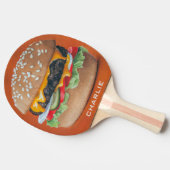Hamburger Illustratie aangepaste naam pingpong pad Tafeltennisbatje (Zijkant)