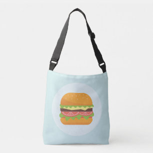Hamburger Illustratie met tomaat en sla Crossbody Tas