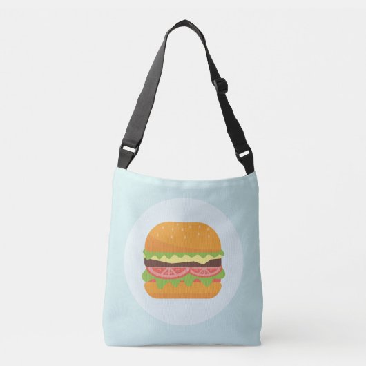Hamburger Illustratie met tomaat en sla Crossbody Tas (Voorkant)