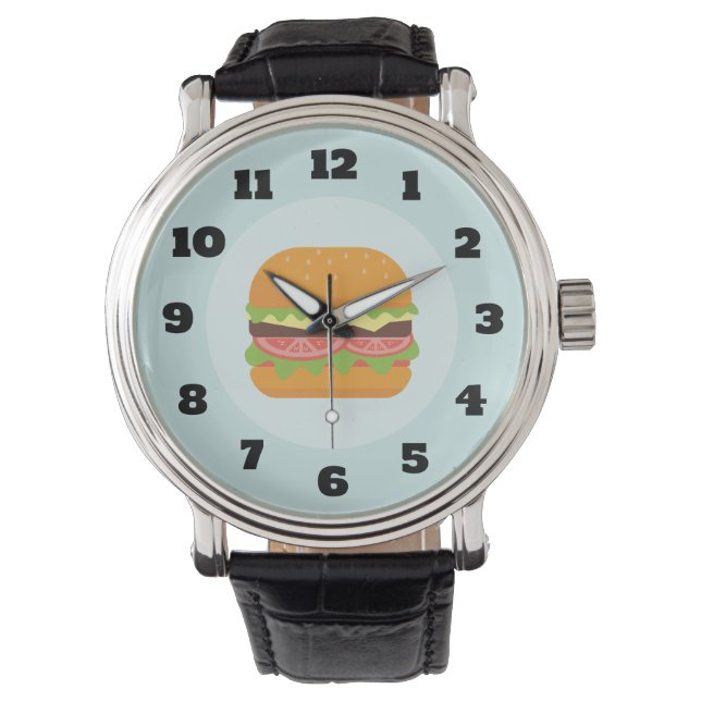 Hamburger Illustratie met tomaat en sla Horloge (Voorkant)