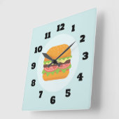 Hamburger Illustratie met tomaat en sla Vierkante Klok (Hoek)
