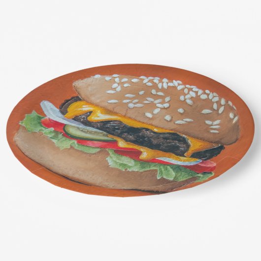 Hamburger Illustratie papier borden Papieren Bordje (Gekanteld)