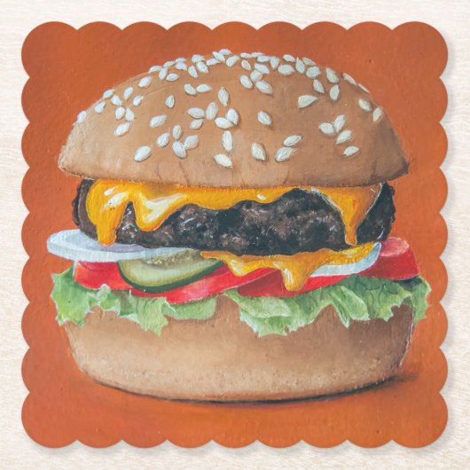 Hamburger Illustratie papier onderzetters (Voorkant)