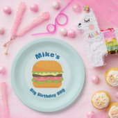 Hamburger Illustratie Verjaardag BBQ Papieren Bordje (Feest)