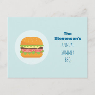 Hamburger Illustratie Zomer BBQ Party Uitnodiging Briefkaart