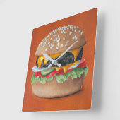 Hamburger Illustration Keukenklok Vierkante Klok (Hoek)