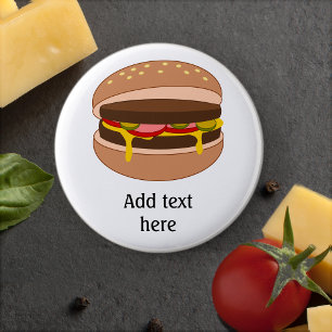 Hamburger in Afbeelding Bun - Jouw tekst toevoegen Ronde Button 5,7 Cm