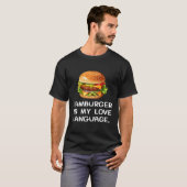 Hamburger is mijn liefdestaal t-shirt (Voorkant volledig)