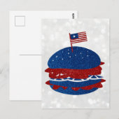 Hamburger Juli 4de Glitter Briefkaart (Voorkant / Achterkant)