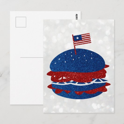Hamburger Juli 4de Glitter Briefkaart (Voorkant / Achterkant)