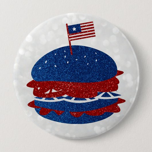 Hamburger Juli 4de Glitter Ronde Button 4,0 Cm (Voorkant)