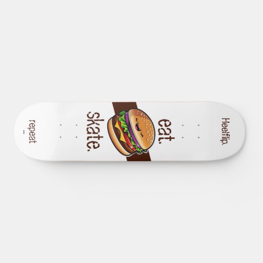 Hamburger kawaii "eat skate repeat" persoonlijk skateboard (Horizontaal)