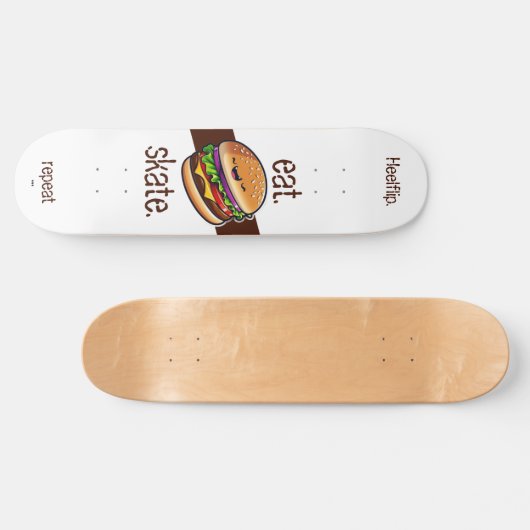 Hamburger kawaii "eat skate repeat" persoonlijk skateboard (Horizontaal)