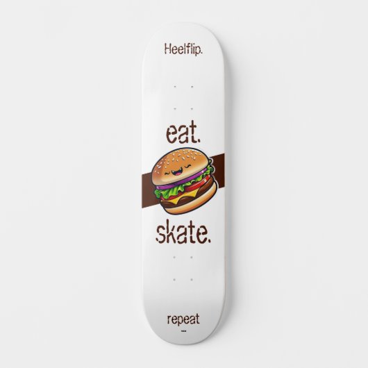 Hamburger kawaii "eat skate repeat" persoonlijk skateboard (Voorkant)